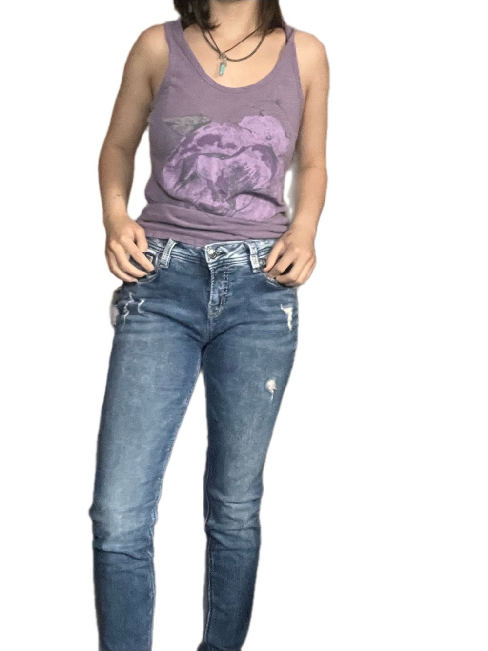 Silver Jeans Women’s Skinny Distressed Blue Denim